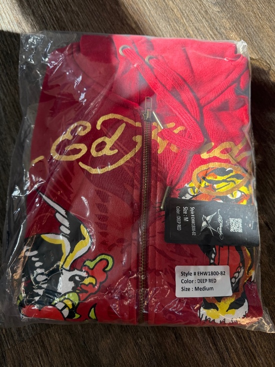 Ed Hardy Tops - Ed Hardy Eagle Tiger zip crop hoodie